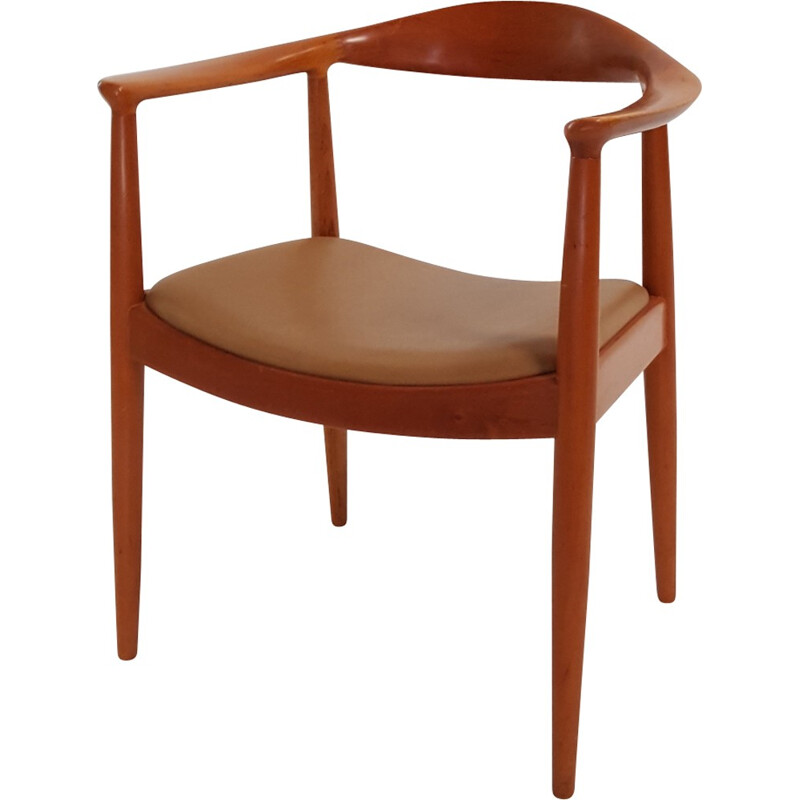 Fauteuil scandinave en acajou et en cuir - 1960