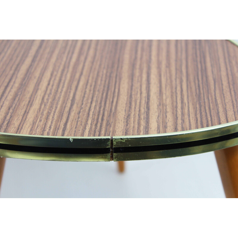 Vintage tripod pedestal table in formica and beech wood, 1970