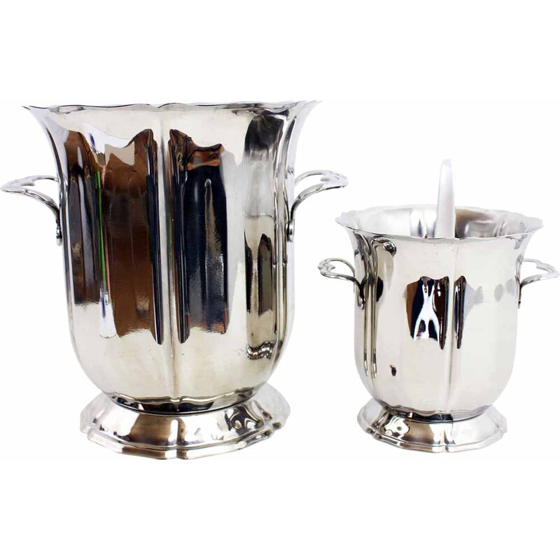 Vintage Art Deco stainless steel ice buckets by Guy Degrenne, France 1970