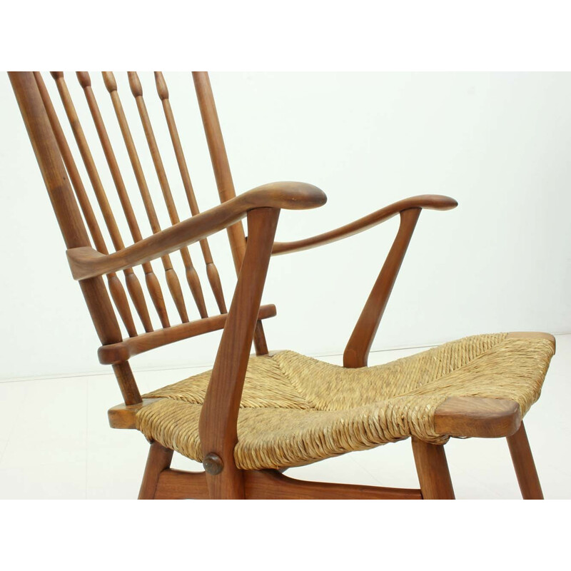 Dutch De Ster Gelderland cherrywood Armchair - 1950s