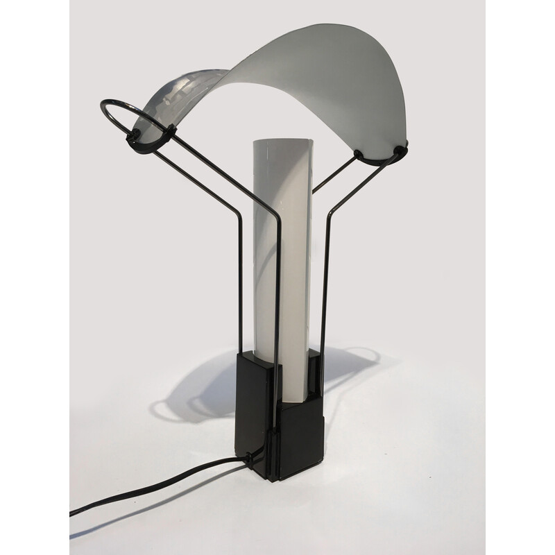 Vintage lamp in lacquered metal and opaline glass by Perry King and Santiago Miranda for Arteluce, 1989