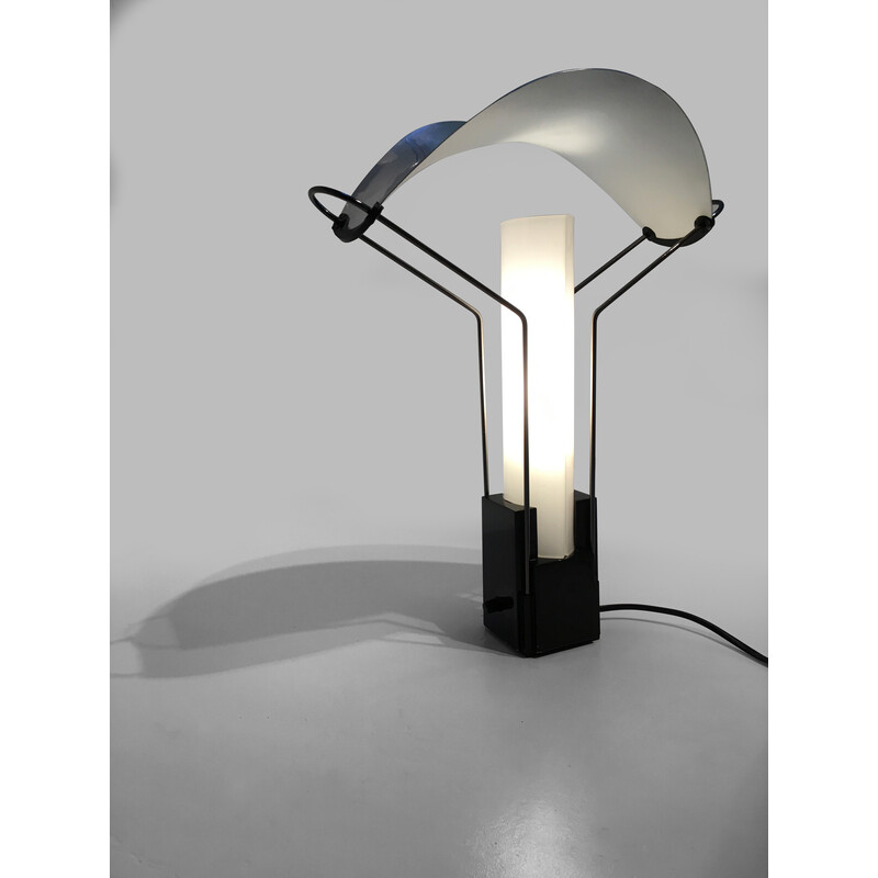 Vintage lamp in lacquered metal and opaline glass by Perry King and Santiago Miranda for Arteluce, 1989