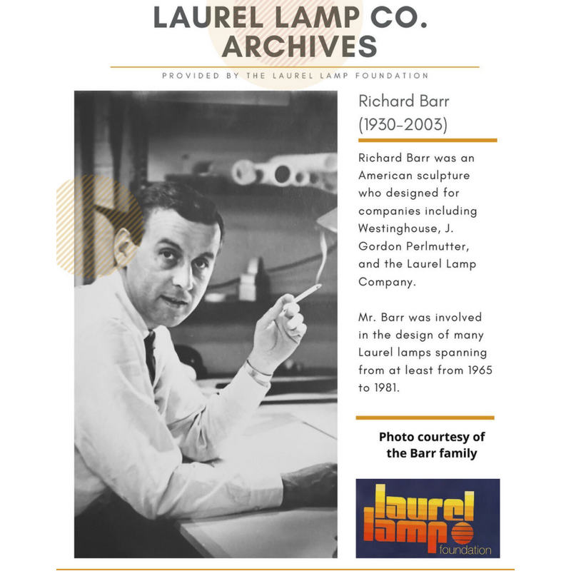Lampada vintage Laurel in nichel dorato di Richard Barr, USA 1969