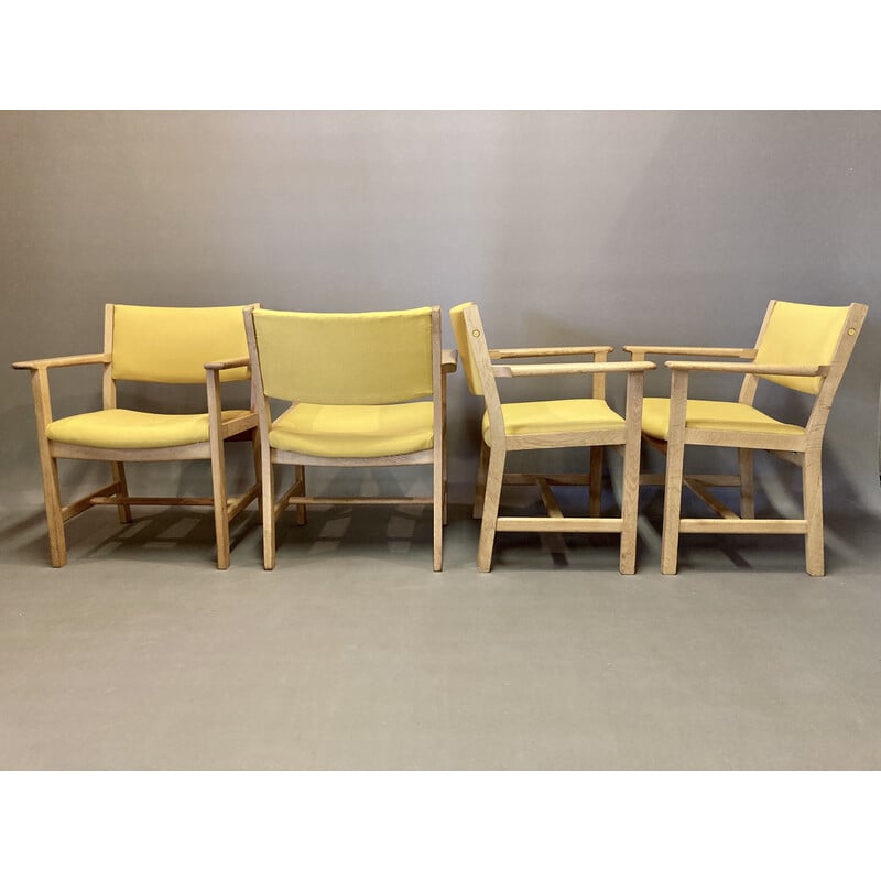 Set of 3 vintage solid oak armchairs by Hans Wegner for Getama, 1960