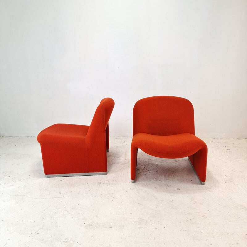 Vintage Alky armchairs in wool fabric by Giancarlo Piretti for Castelli, Italy 1980