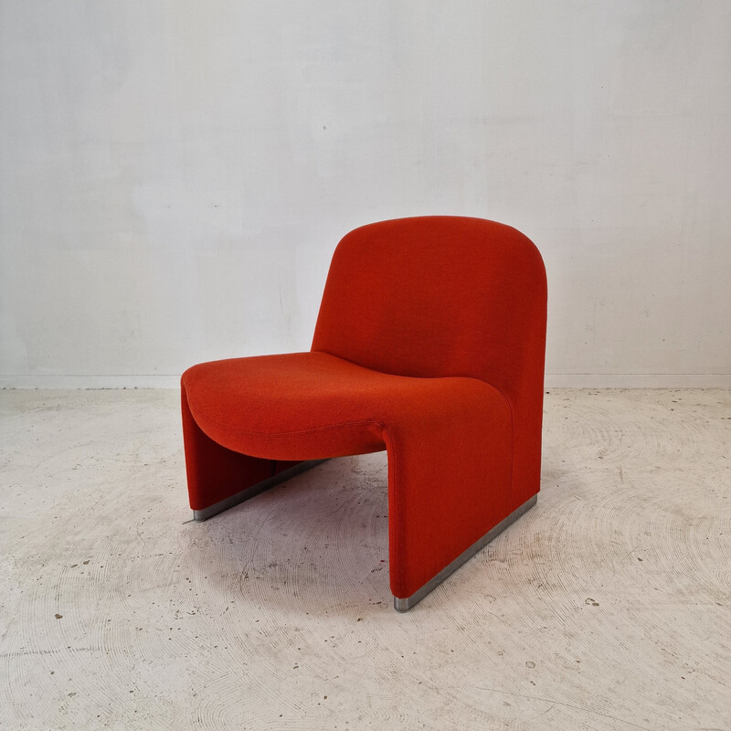 Vintage Alky fauteuils in wollen stof van Giancarlo Piretti voor Castelli, Italië 1980