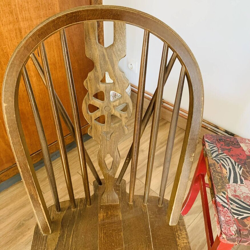 Vintage kubusvormige rotan fauteuil