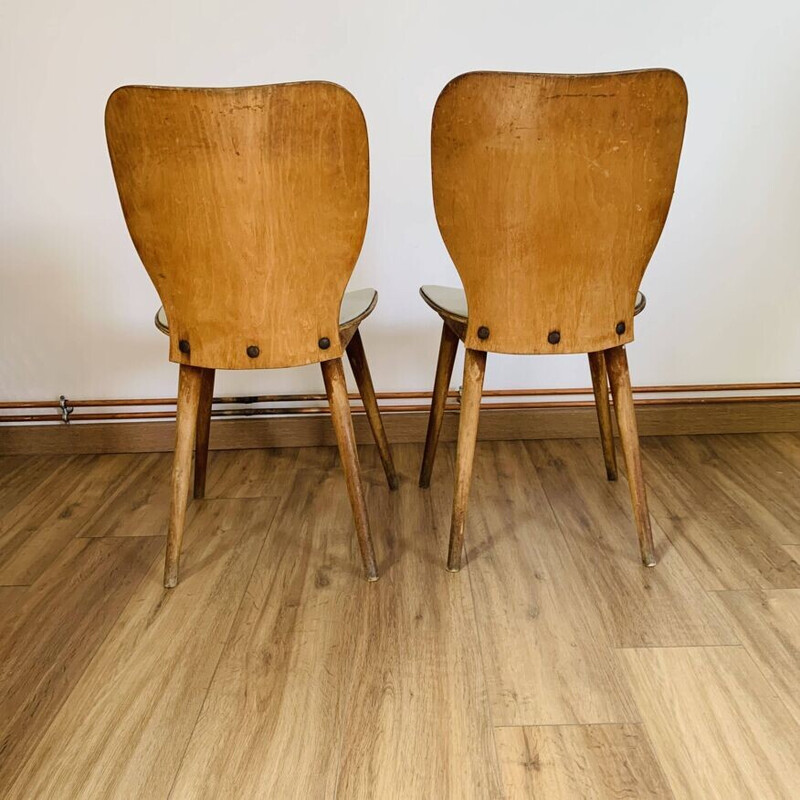 Par de cadeiras de madeira vintage modelo 800 para Baumann, 1950