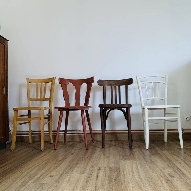 Set of 4 mismatched vintage chairs