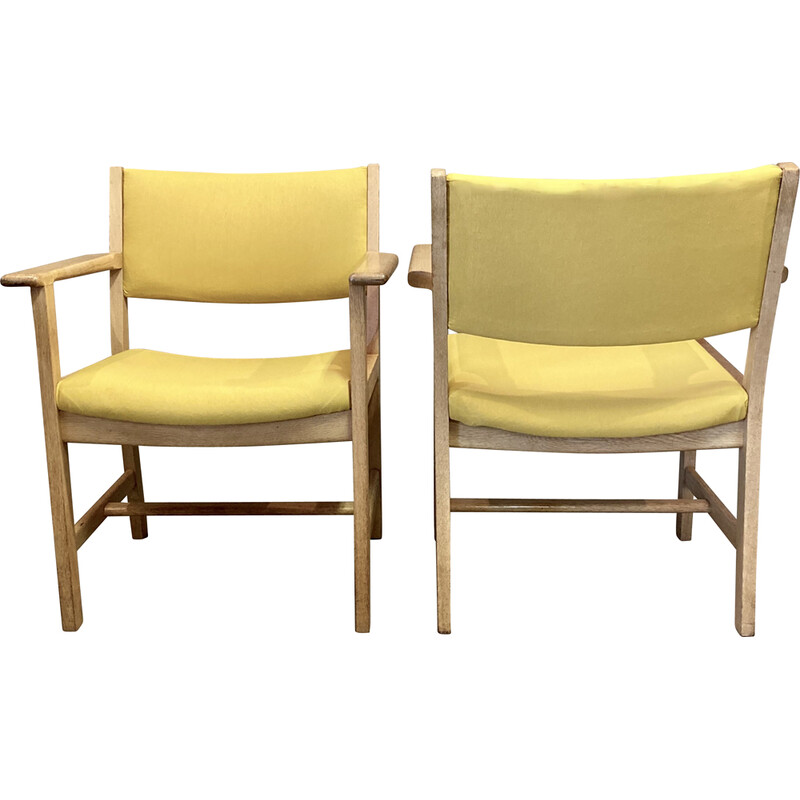 Paar vintage massief eiken fauteuils van Hans Wegner voor Getama, 1960