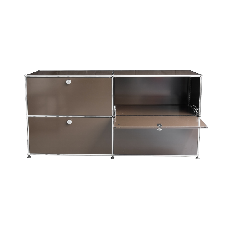 Brown USM storage unit with chrome-plated frame - 1990s