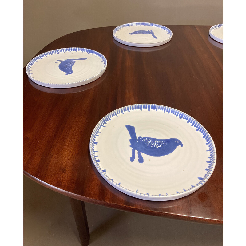 Set of 6 vintage handmade terracotta plates
