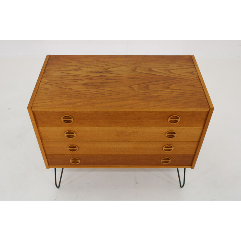 Vintage recycled oak chest of drawers with drawers, Denmark 1960