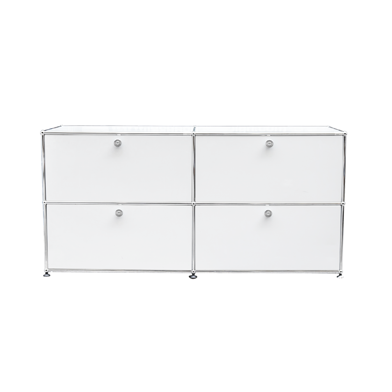 White storage unit with chrome-plated frame by USM - 1990s