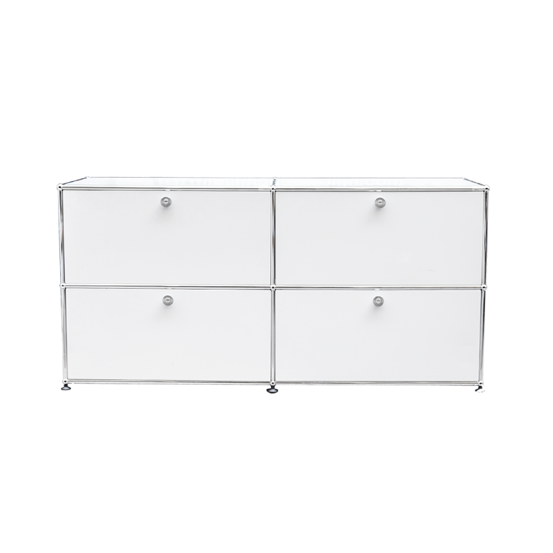 White storage unit with chrome-plated frame by USM - 1990s