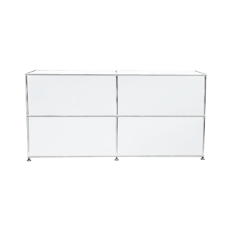 White storage unit with chrome-plated frame by USM - 1990s