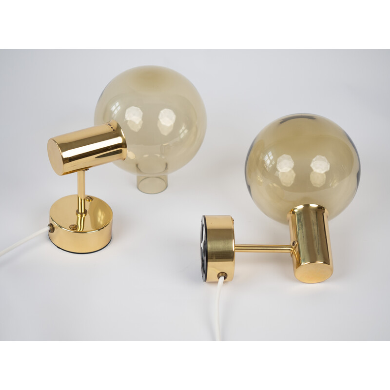 Pair of vintage V149 wall lamp in solid brass by Hans-Agne Jakobsson for AB Markaryd, Sweden 1950