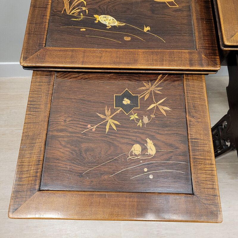 Vintage wooden nesting tables by Gabriel Frédéric