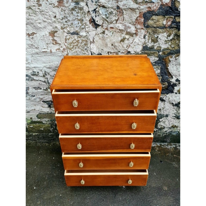 Vintage oak chest of drawers with 5 drawers for C.W.S Furniture