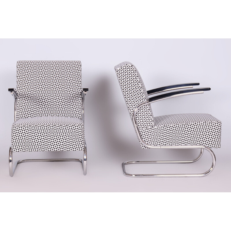 Pair of vintage Bauhaus armchairs in chrome steel by Mücke Melder, Czechoslovakia 1930