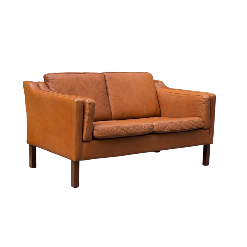 2-seater sofa in brown leather, Borge Mogensen - 1960s