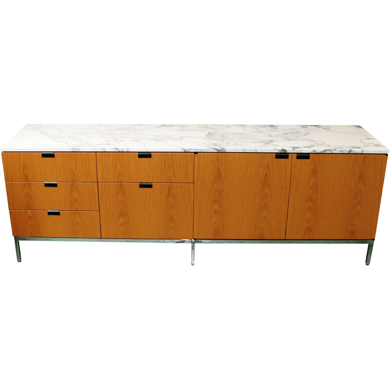 Vintage sideboard in walnut wood and marble by Florence Knoll for Knoll