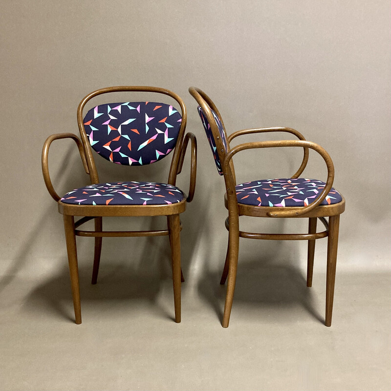 Pair of vintage rattan armchairs for Thonet, 1950