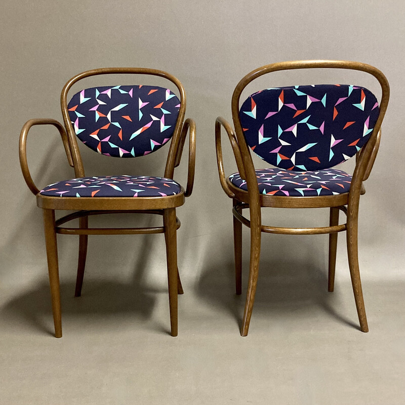 Vintage rattan armchairs for Thonet, 1950