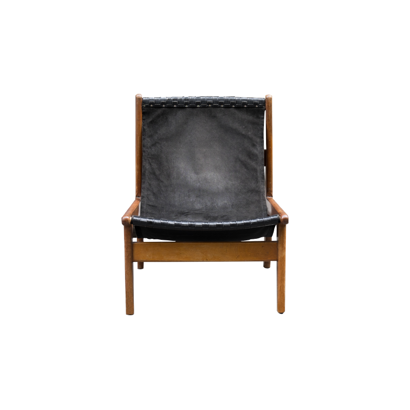 Fauteuil lounge danois en tissu noir - 1950