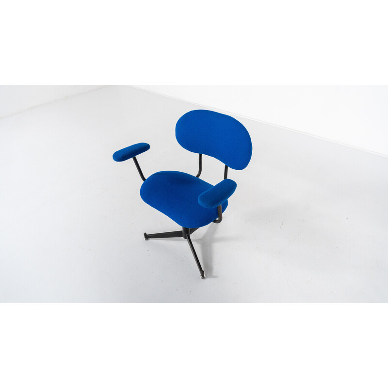Vintage blue swivel office armchair