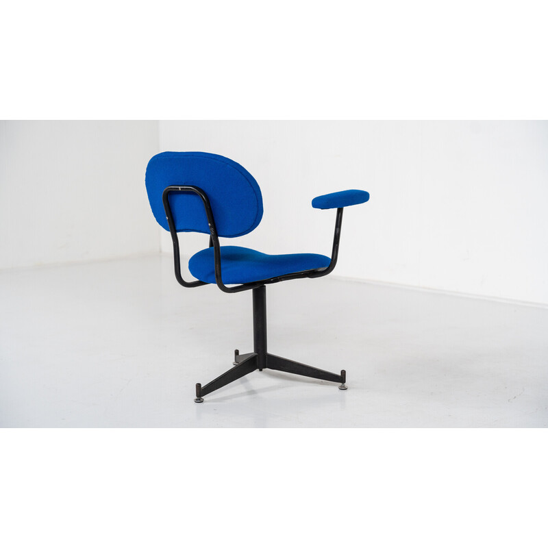 Vintage blue swivel office armchair