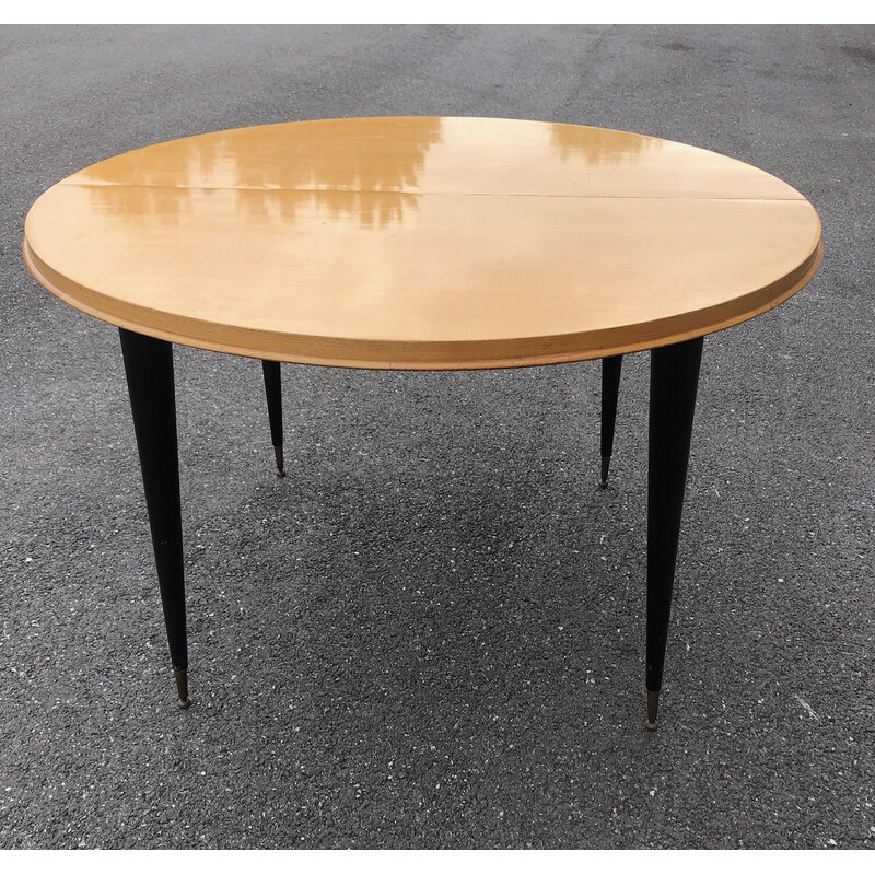 Vintage extendable ash dining table by Charles Ramos, 1950