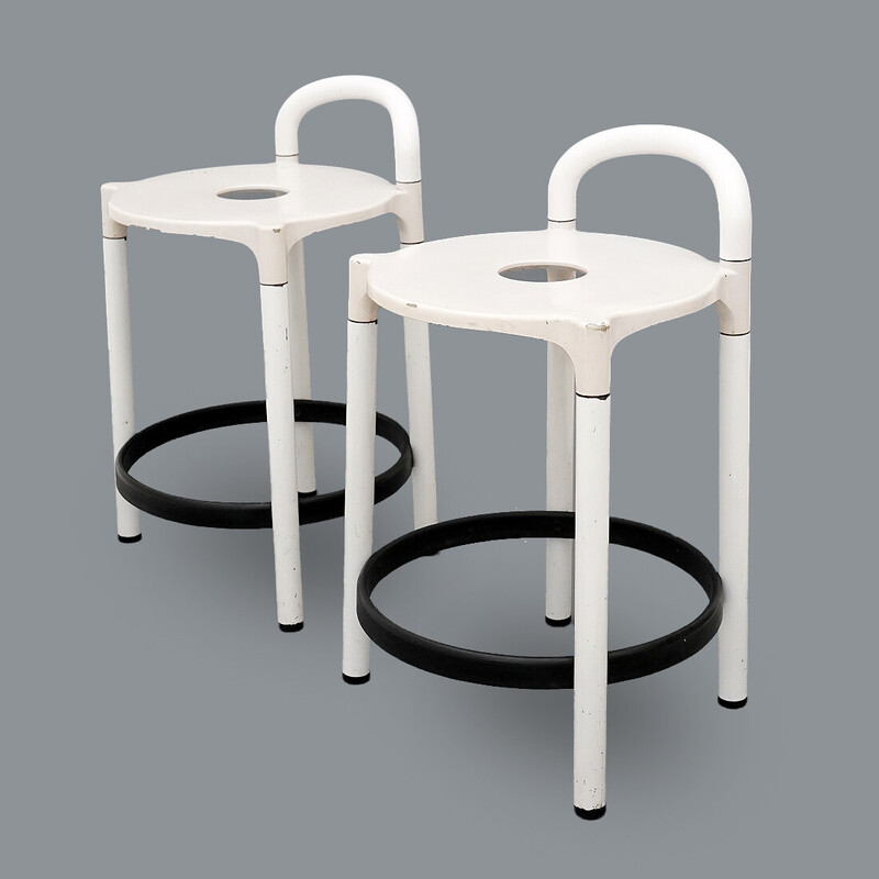 Pair of vintage metal stools  by Anna Castelli Ferrieri for Kartell, Italy 1980