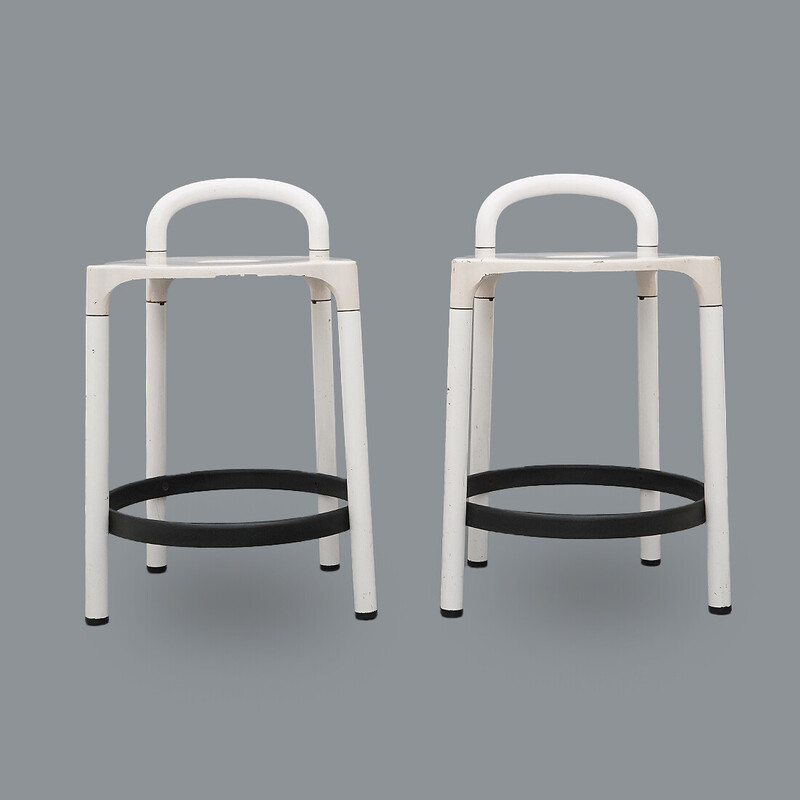 Pair of vintage metal stools  by Anna Castelli Ferrieri for Kartell, Italy 1980