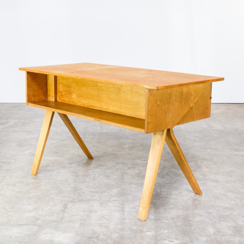 Writing desk in birchwood model EB02 by Cees Braakman for Pastoe - 1950s