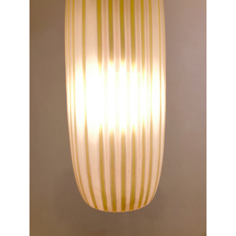 Vintage yellow glass pendant lamp, Italy 1960
