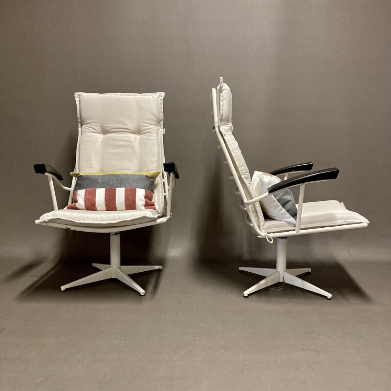 Pair of vintage metal and bakelite armchairs, 1960