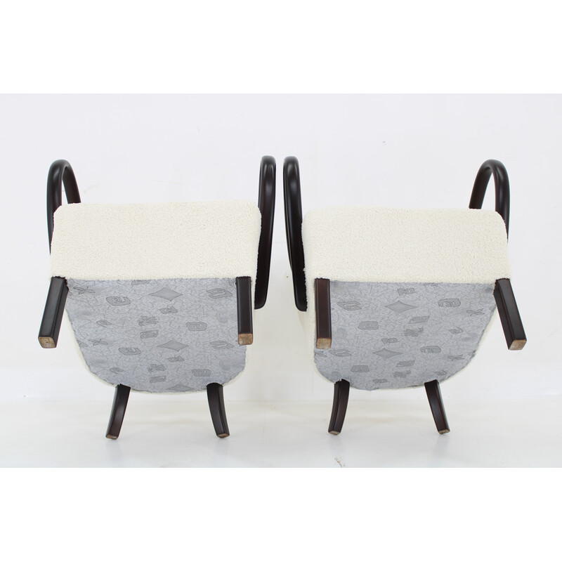 Pair of vintage Art Deco armchairs in wood and fabric by Jindrich Halabala, Czechoslovakia 1930