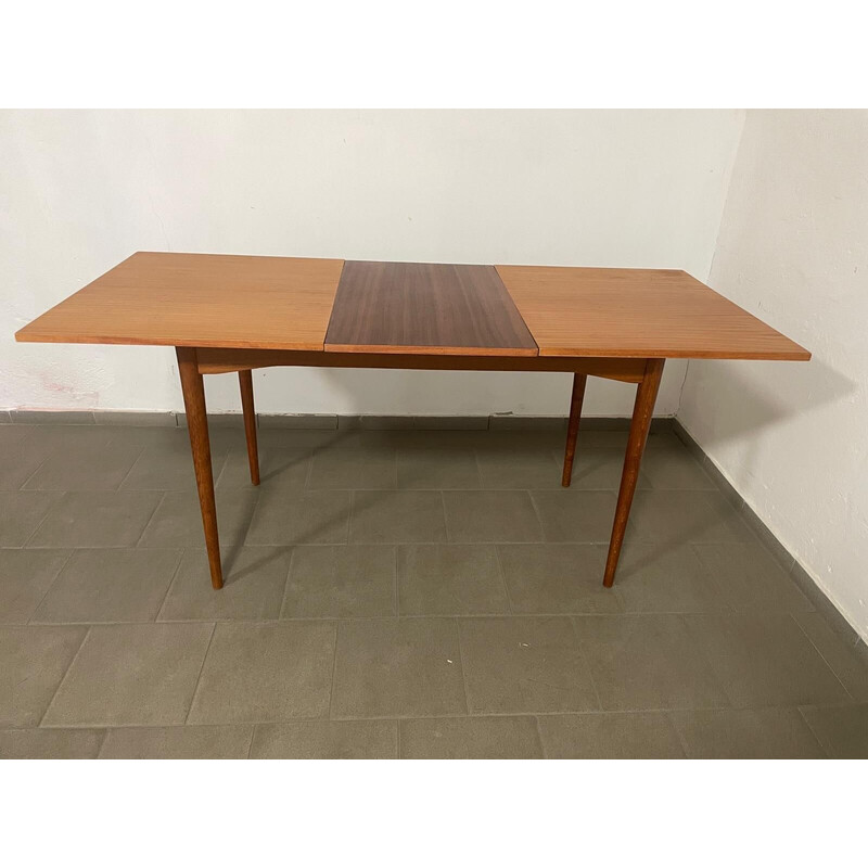 Vintage extendable wooden dining table, Czechoslovakia 1970