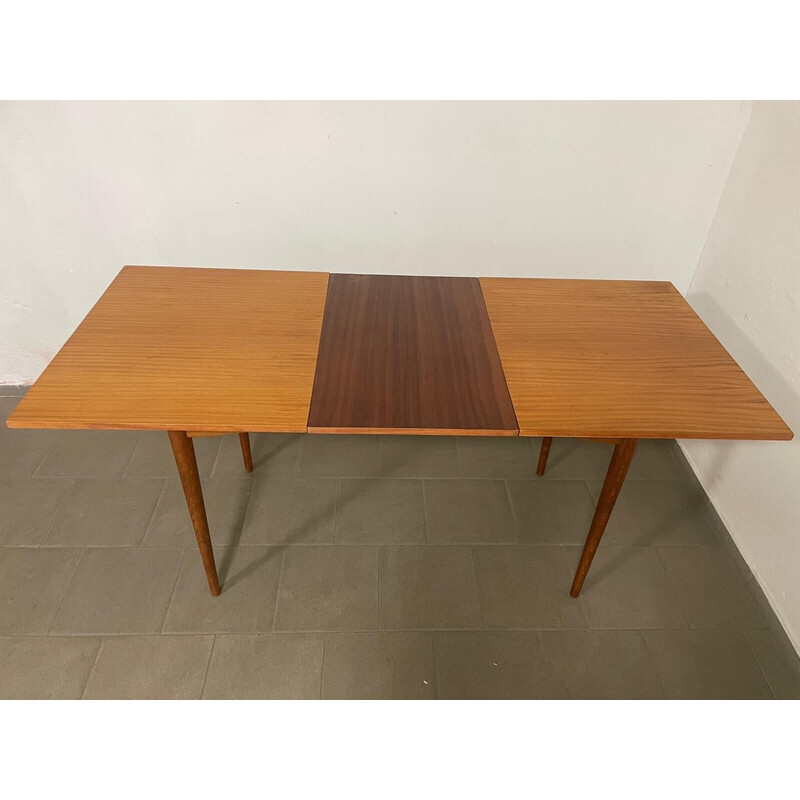 Vintage extendable wooden dining table, Czechoslovakia 1970