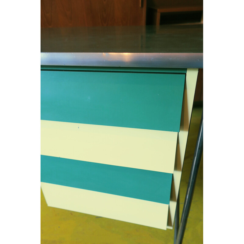 Colorful Italian tubular steel and formica desk - 1950s