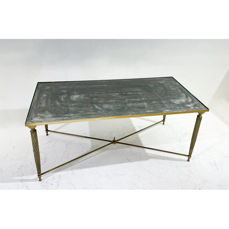 Vintage glass and brass coffee table