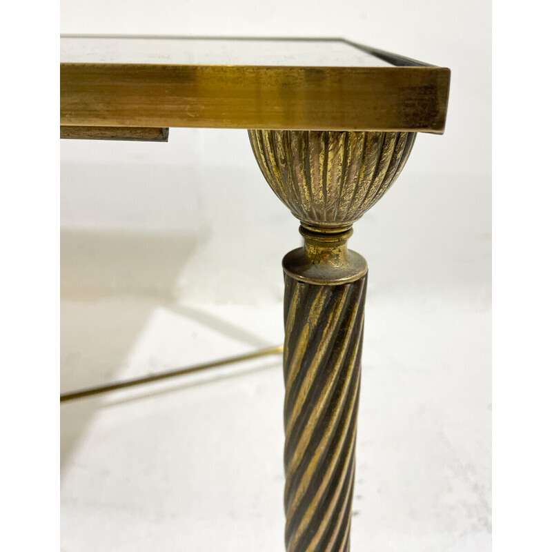 Vintage glass and brass coffee table