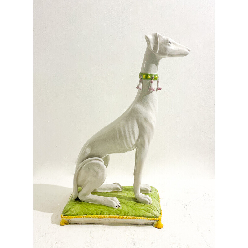 Vintage Keramik Whippet Hund Skulptur, Italien 1960