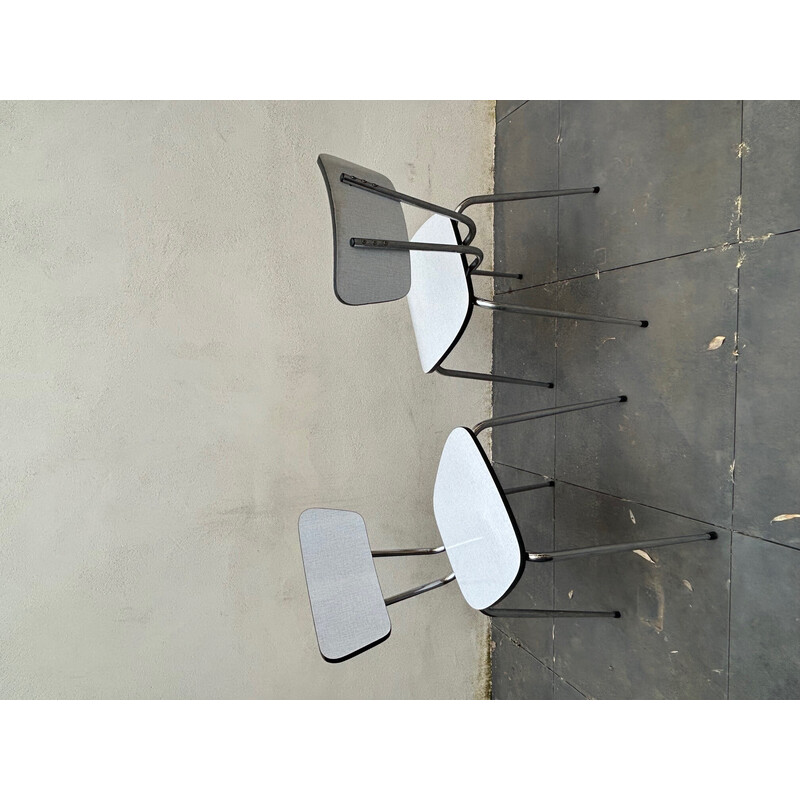 Set of 6 vintage chairs in formica and silver metal, 1960