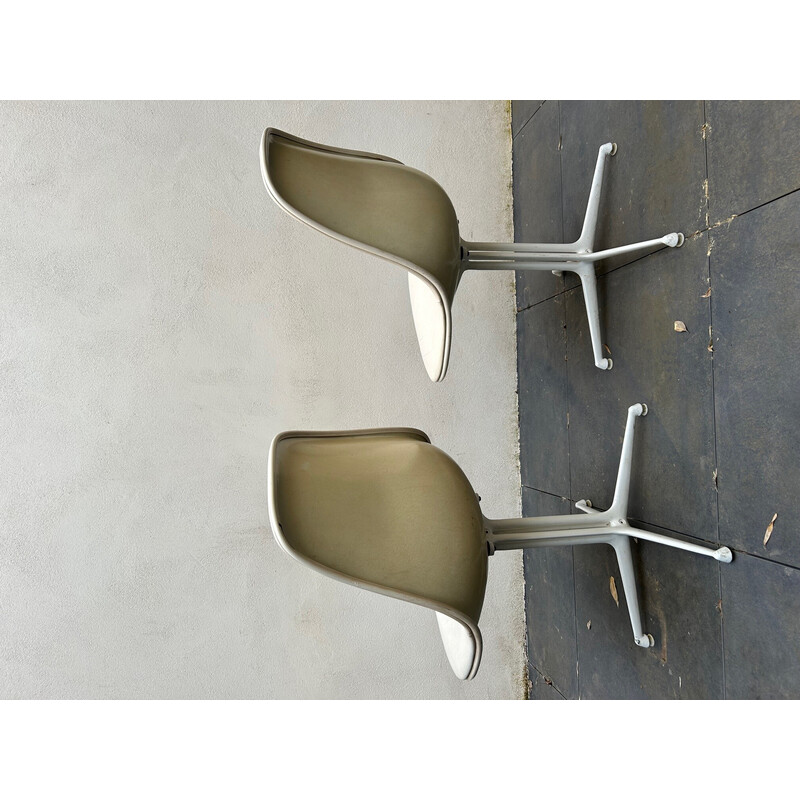 Pair of vintage fiberglass and faux leather La Fonda chairs by Charles and Ray Eames for Herman Miller, 1960
