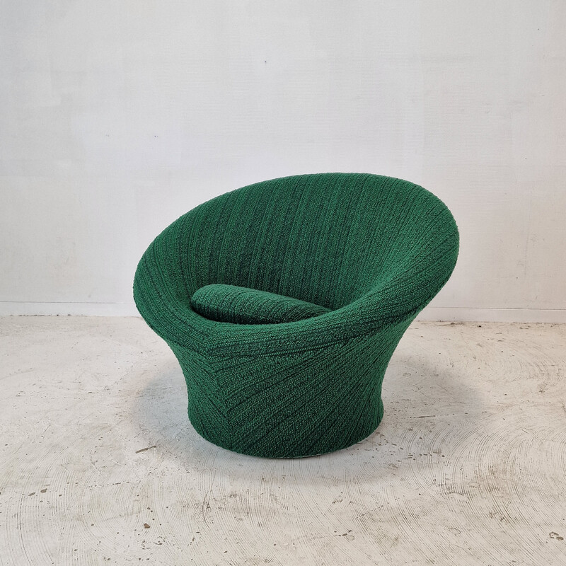 Vintage armchair with ottoman in wool fabric by Pierre Paulin for Artifort, 1960