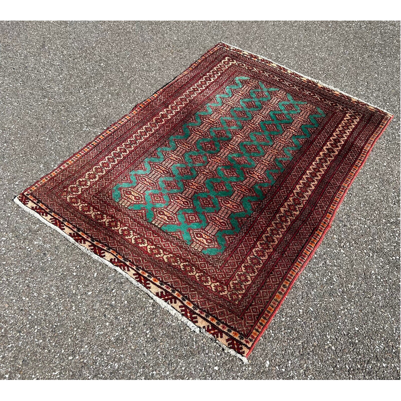 Vintage hand-knotted Persian wool and silk rug, 1970