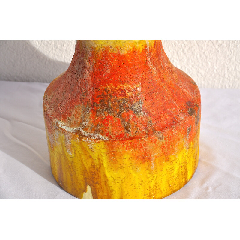 Orange and yellow ceramic vase, Marcello FANTONI - 1950s