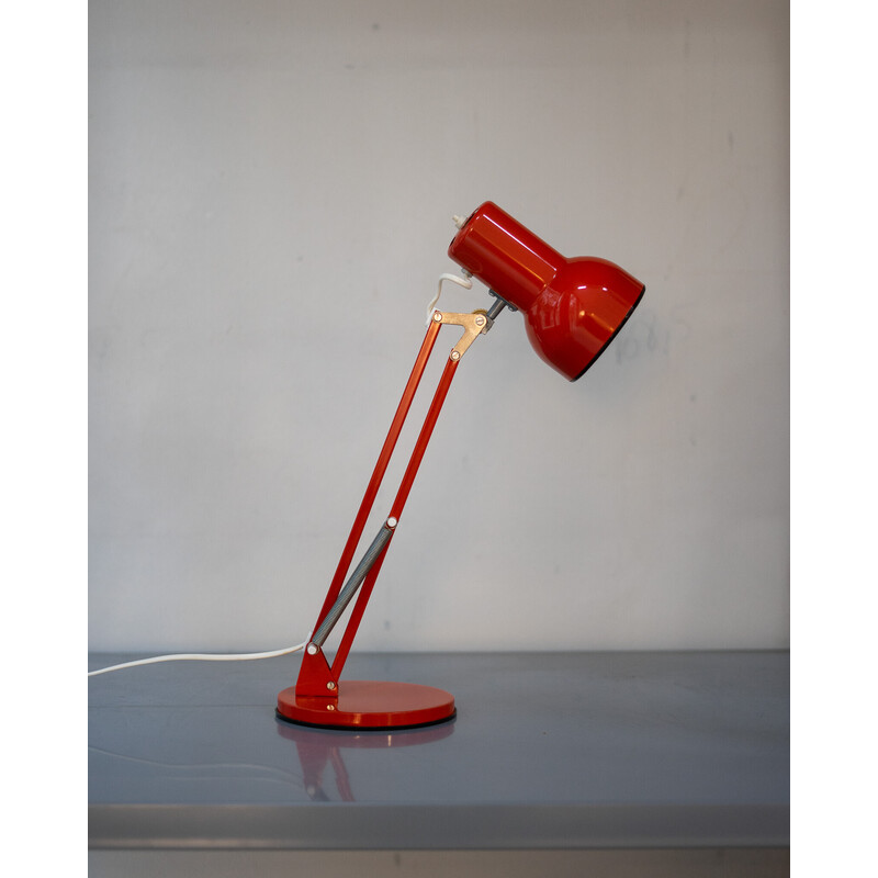 Vintage red table lamp for Lyskær, Danish